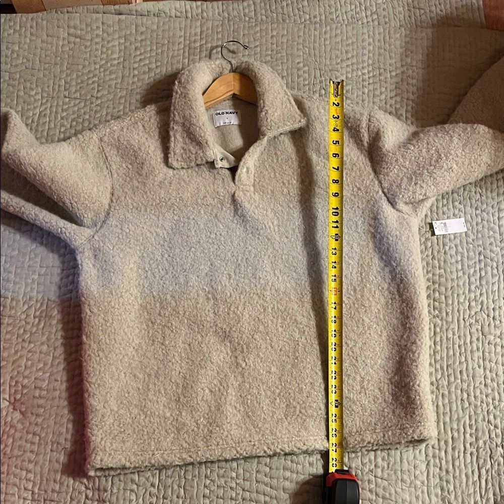 Old Navy Beige Fleece Teddy Sweater - Picture 10 of 10